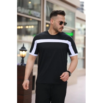Erkek şerit Detaylı Kısa Kollu Tshirt