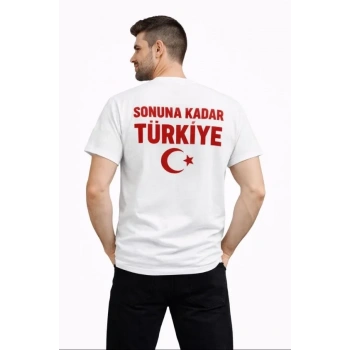 Erkek TÜRKİYE Ay Yıldız Baskılı Taraftar Forma Thirt  Beyaz