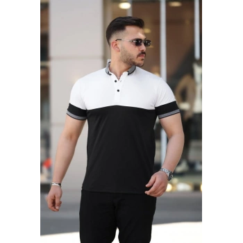 Erkek Yakalı çift Renk Kısa Kollu Tshirt