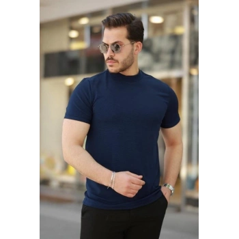 Erkek Yarım Balıkçı Yaka Kısa Kollu Tshirt