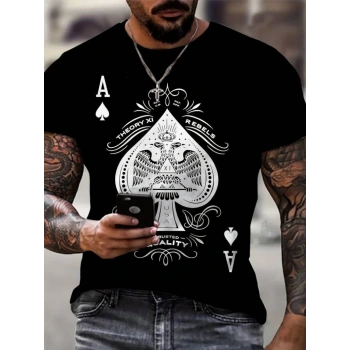 Erkekkısa Kollu Yuvarlak Yaka Desenli Viskon Tshirt