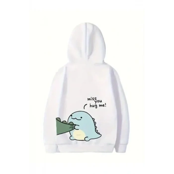 evgililer Günü Baskılı Oversize Kapüşonlu weatshirt Hoodie  Beyaz