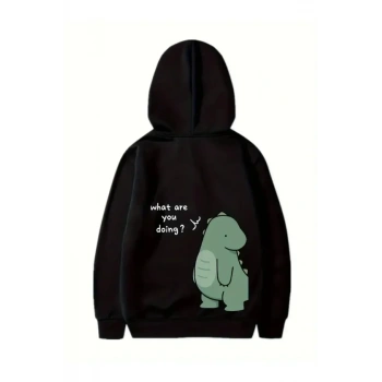 evgililer Günü Baskılı Oversize Kapüşonlu weatshirt Hoodie  iyah