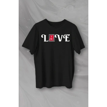 evgililer Günü İçin Özel Tasarım ove Baskılı Tshirt  iyah
