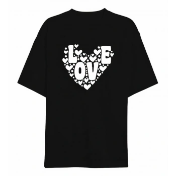 evgililer Günü İçin Özel Tasarım ove Kalp Baskılı Tshirt  iyah