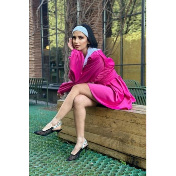 Fuşya Bebe Yakalı Elbise