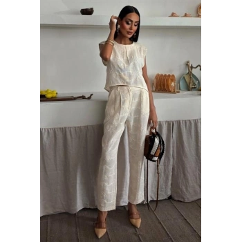 halina üzüne Nakışlı Crop Takım 979608