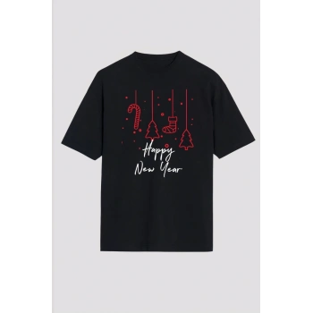 Happy New Year Baskılı Tshirt  iyah