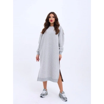 Kadın Arkası Leoparlı Yırtmaçlı Elbise