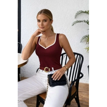 Kadın Askılı Kalp V Yakalı Dalgıç Bluz