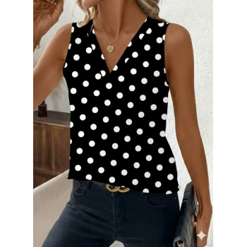 Kadın Askılı V Yakalı Puantiyeli Süprem Bluz