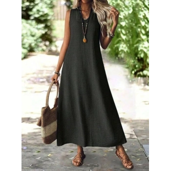 Kadın Askılı V Yakalı Uzun Elbise