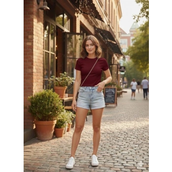 Kadın Bisiklet Yaka Düz Renk Kaşkorse Bluz