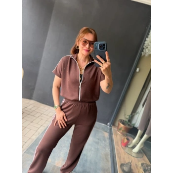 Kadın Fermuarlı Taş Ve şerit Detaylı Ikili Takım
