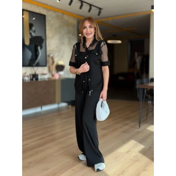 Kadın Fileli Kapüşonlu Modal Ceket