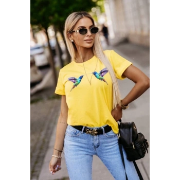 Kadın Kuş Desenli Süprem Tshirt