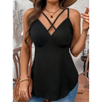 Kadın önden çapraz Askılı Uzun Vıskon Bluz