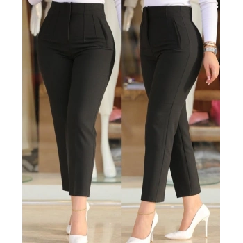Kadın üste Oturan Paçası Bilek üzerinde Biten Krep Kumaş Kumaş Pantolon  (S)  50 (5XL)