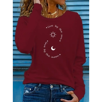 Kadın Uzun Kollu Bisiklet Yaka Desenli Viskon Bluz