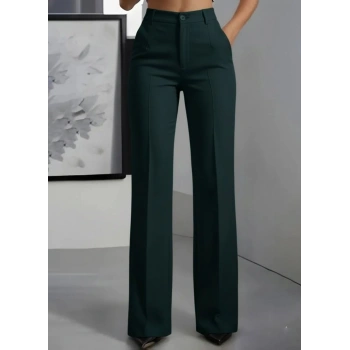 Kadın Yüksek Bel Cepli Ithal Krep Pantolon