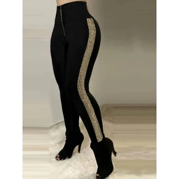 Kadın Yüksek Bel Yan şerit Detaylı Dalgıç Tayt