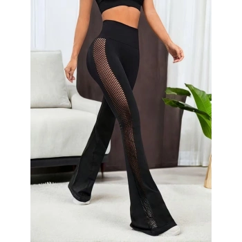 Kadın Yüksek Bel Yandan File Görünümlü Dalgıç Tayt