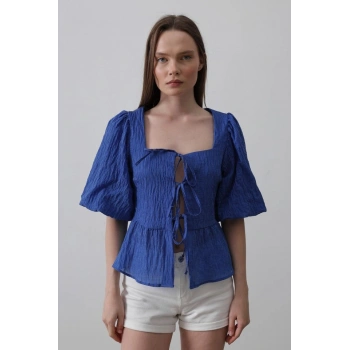 Kare Yaka Balon Kol Bluz  avi