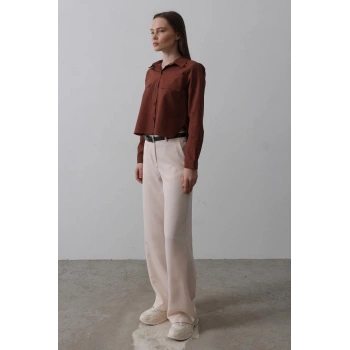 Kemerli Palazzo Pantolon  Pudra