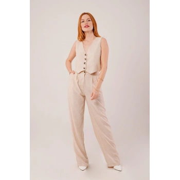 Kırçıllı Desen Bej Takım