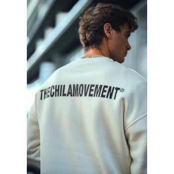 Kışlık Bisiklet Yaka Oversize Baskılı weathirt  Beyaz