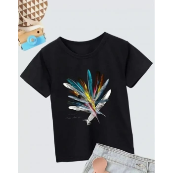 Kız Çocuk Baskılı TShirt Siyah