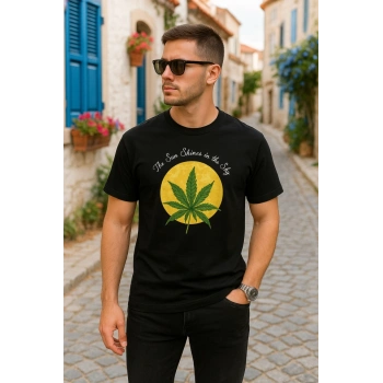 Ön Ve Arka Baskılı Oversize Bisiklet Yaka Tshirt iyah