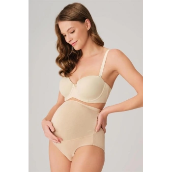 Pamuk ve Modal Kumaş Yüksek Bel Ten Hamile Külodu