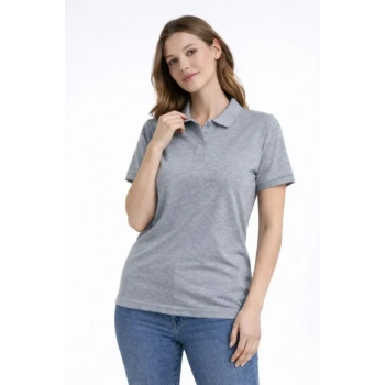 Pike Kumaş Düğmeli Yaka Regular Rahat Günlük Kısa Kol Tişört Tshirt  Gri