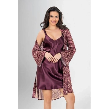 Secretsita 2 li Kısa Sabahlık Takımı Desenli