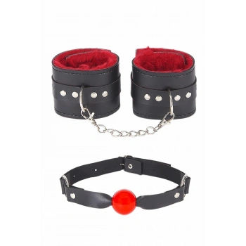 Secretsita Ağız Topu Ve Kelepce İçi Tüylü Kırmızı Set