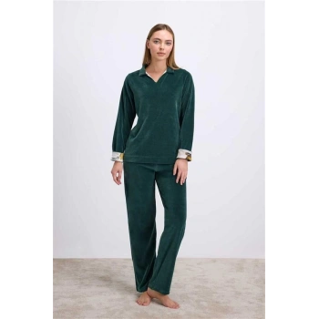 Secretsita Uzun Kollu Kadife Sweatshirt ve Pantolon Pijama Takımı