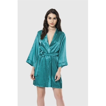 Secretsita Zümrüt Kısa Saten Sabahlık