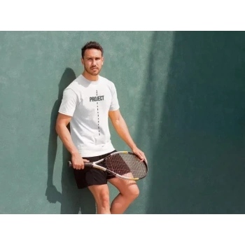 Unisex Bisiklet Yaka Baskılı Oversize Thirt  Beyaz