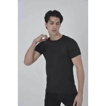 Unisex Göğüs File Aksesuarlı Tshirt  iyah