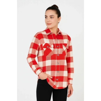 Uzun Kollu Oduncu Gömlek  Bordo