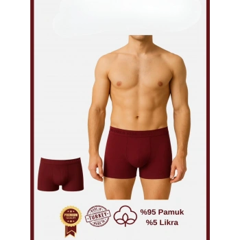 Secretsita Pamuklu Düz Bordo Renk Erkek Boxer