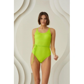 Secretsita Özel Tasarım Bel İp Detay Fitilli Yeşil Mayo