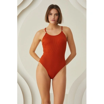 Secretsita Özel Tasarım Fitilli Kiremit Rengi Mayo