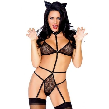 Secretsita Siyah Bant Detaylı Fantezi Sütyenli Jartiyer Takımı