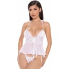 Secretsita Beyaz Özel Bölgesi Açık İp Detaylı Büstiyer Fantezi Takım