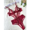 Secretsita Çiçek Desenli Bordo Bodysuit