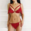 Secretsita Fantezi Deri Püsküllü Kırmızı Sütyen Külot Takım