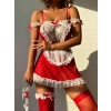 Secretsita Fiyonk Detaylı Kırmızı Fantezi Hizmetçi Kostümü