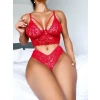 Secretsita Kırmızı Dantel İşlemeli Şık Fantezi Sütyen Külot Takımı